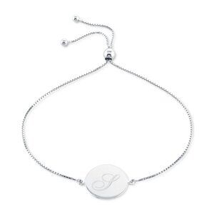 Giani Bernini Engraved Script Initial S Disc Bolo Bracelet in Silver MSRP $85 NW